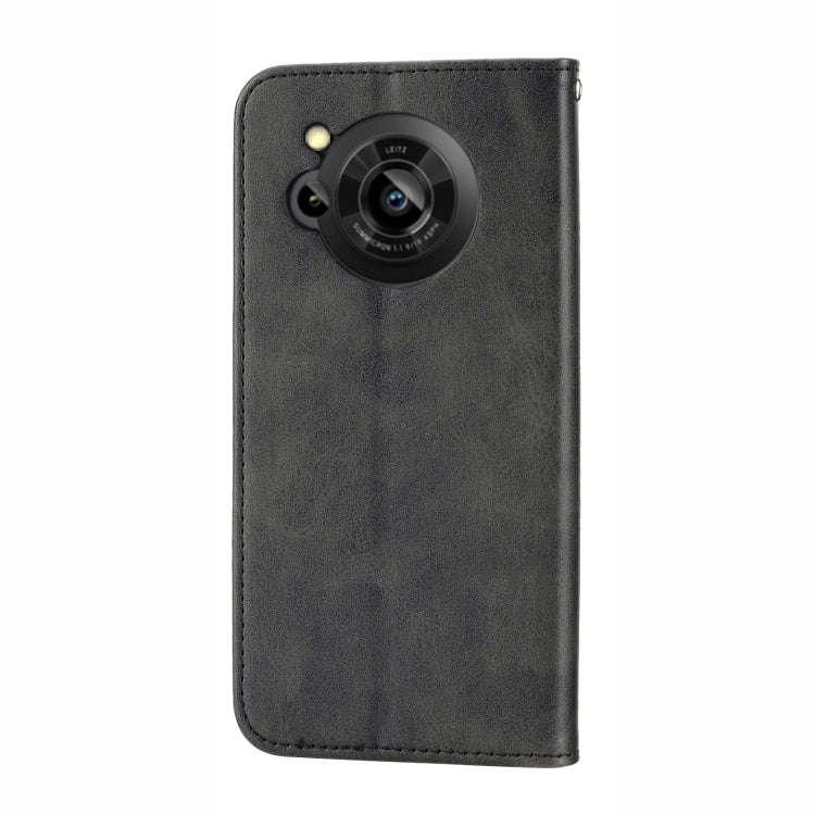 For Sharp Aquos R7 / P7 Cubic Grid Calf Texture Magnetic Closure Leather Phone Case(Black)