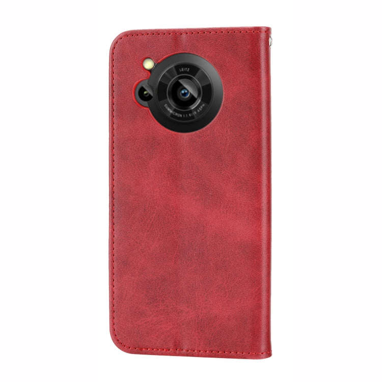 For Sharp Aquos R7 / P7 Cubic Grid Calf Texture Magnetic Closure Leather Phone Case(Red)