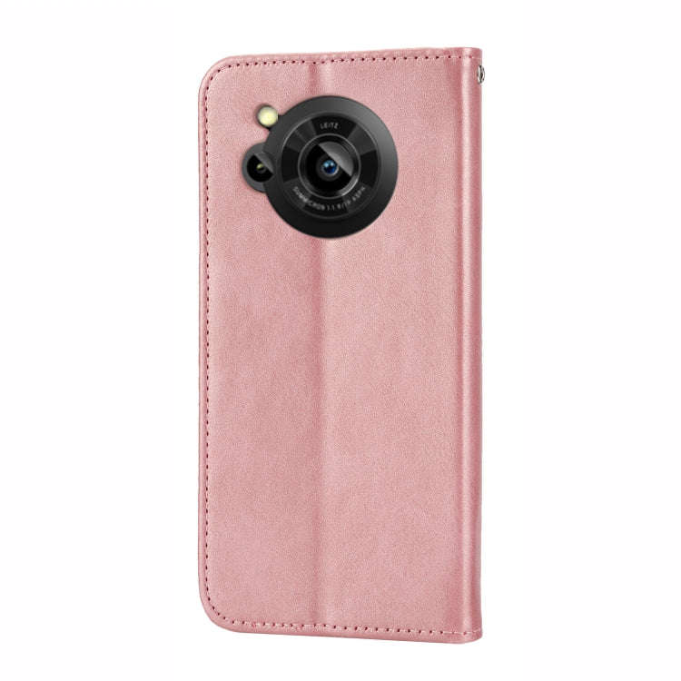 For Sharp Aquos R7 / P7 Cubic Grid Calf Texture Magnetic Closure Leather Phone Case(Rose Gold)