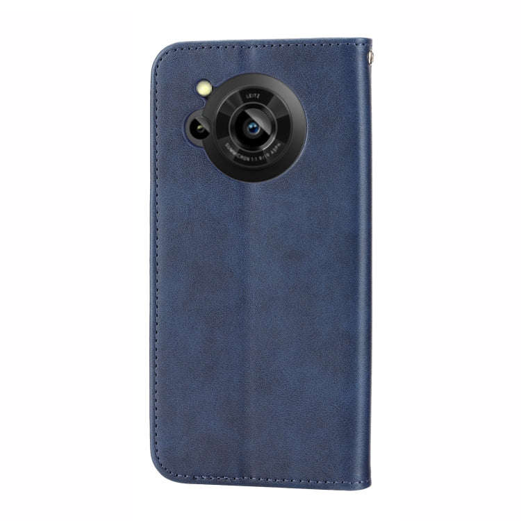 For Sharp Aquos R7 / P7 Cubic Grid Calf Texture Magnetic Closure Leather Phone Case(Blue)
