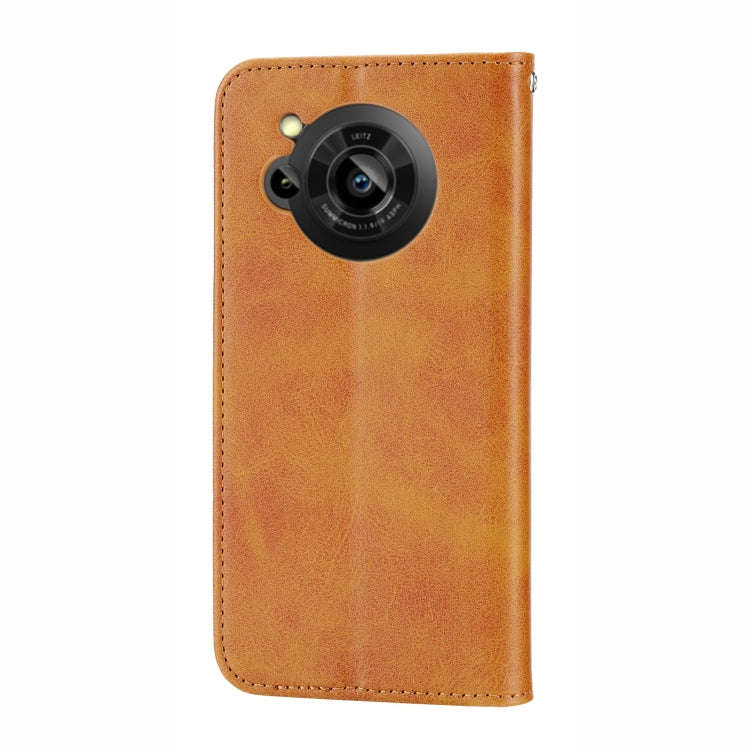 For Sharp Aquos R7 / P7 Cubic Grid Calf Texture Magnetic Closure Leather Phone Case(Yellow)