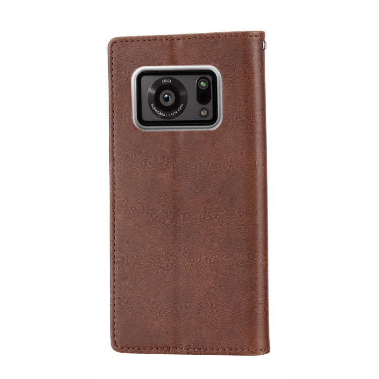 For Sharp Aquos R6 Cubic Grid Calf Texture Magnetic Closure Leather Phone Case(Brown)