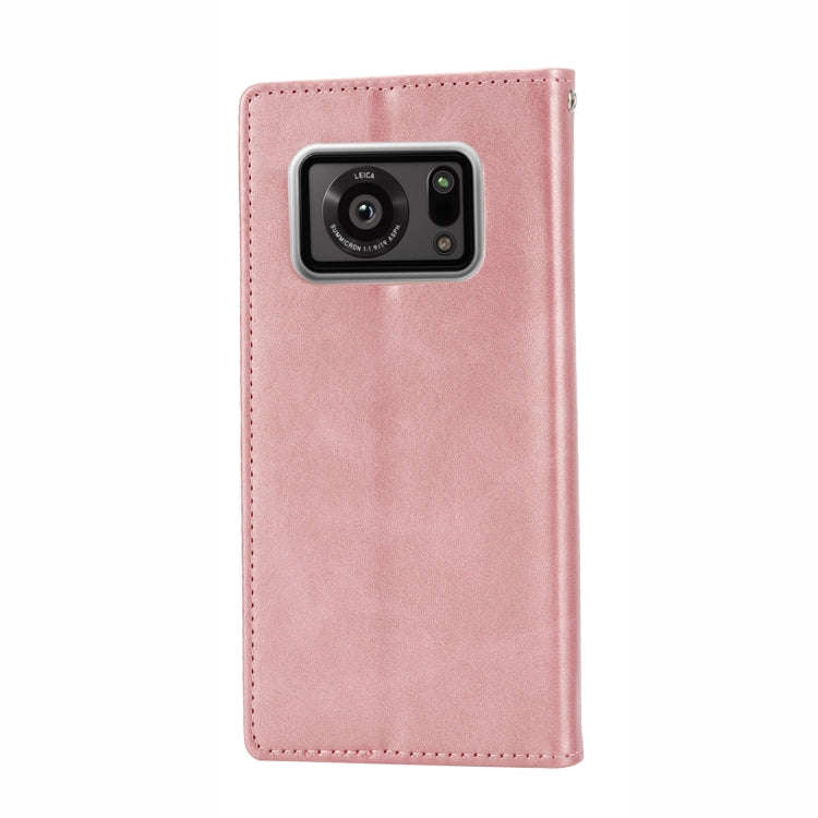 For Sharp Aquos R6 Cubic Grid Calf Texture Magnetic Closure Leather Phone Case(Rose Gold)