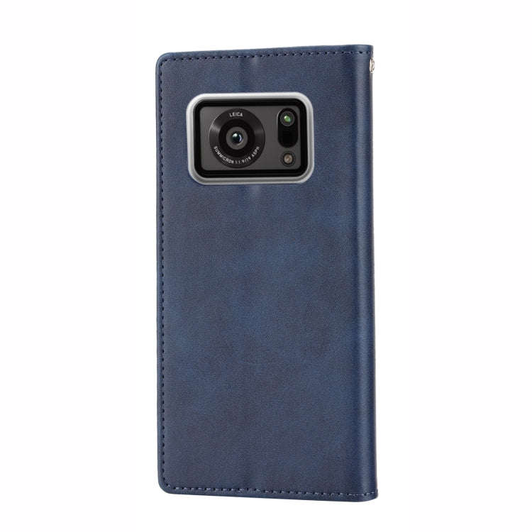 For Sharp Aquos R6 Cubic Grid Calf Texture Magnetic Closure Leather Phone Case(Blue)