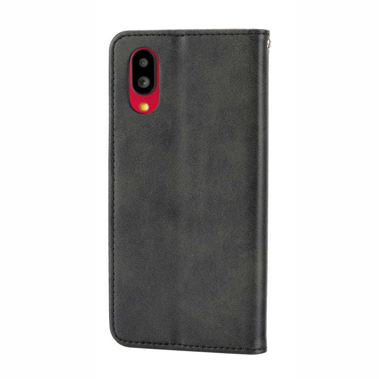 For Sharp Simple Sumaho 6 Cubic Grid Calf Texture Magnetic Closure Leather Phone Case(Black)