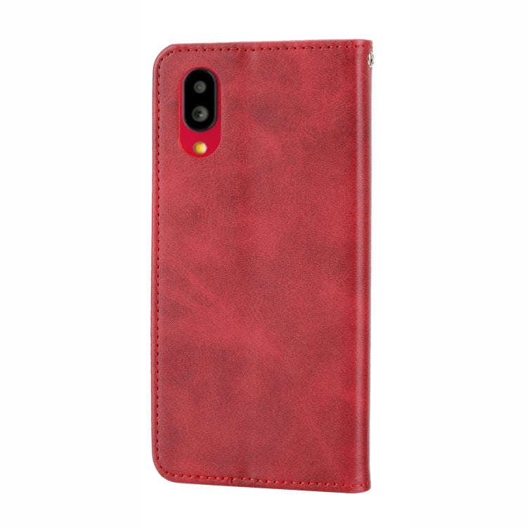 For Sharp Simple Sumaho 6 Cubic Grid Calf Texture Magnetic Closure Leather Phone Case(Red)
