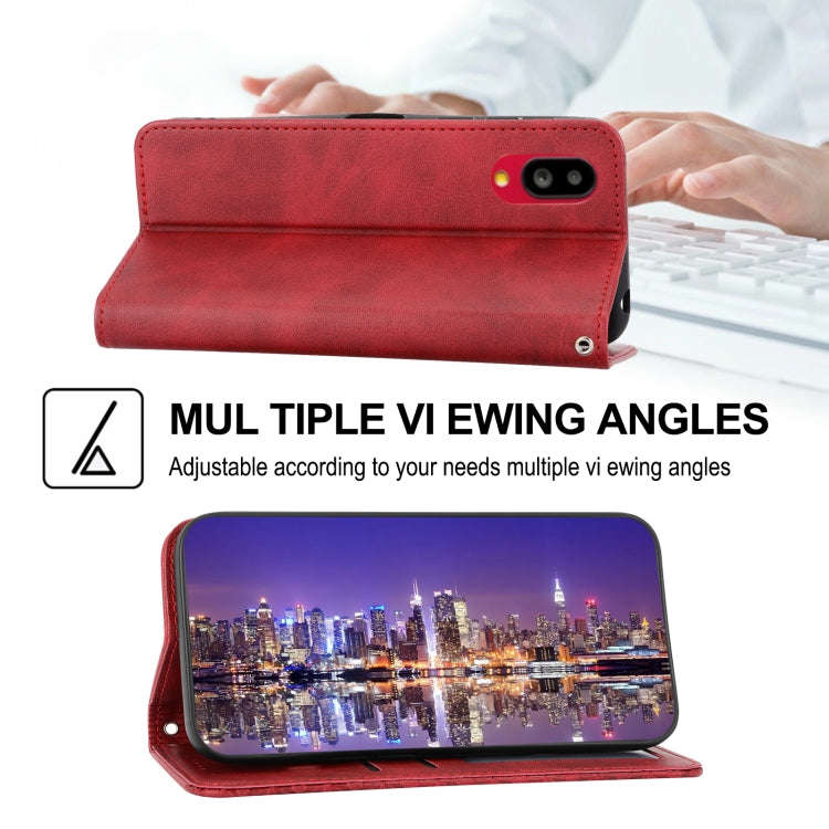 For Sharp Simple Sumaho 6 Cubic Grid Calf Texture Magnetic Closure Leather Phone Case(Red)