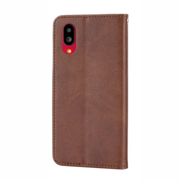 For Sharp Simple Sumaho 6 Cubic Grid Calf Texture Magnetic Closure Leather Phone Case(Brown)