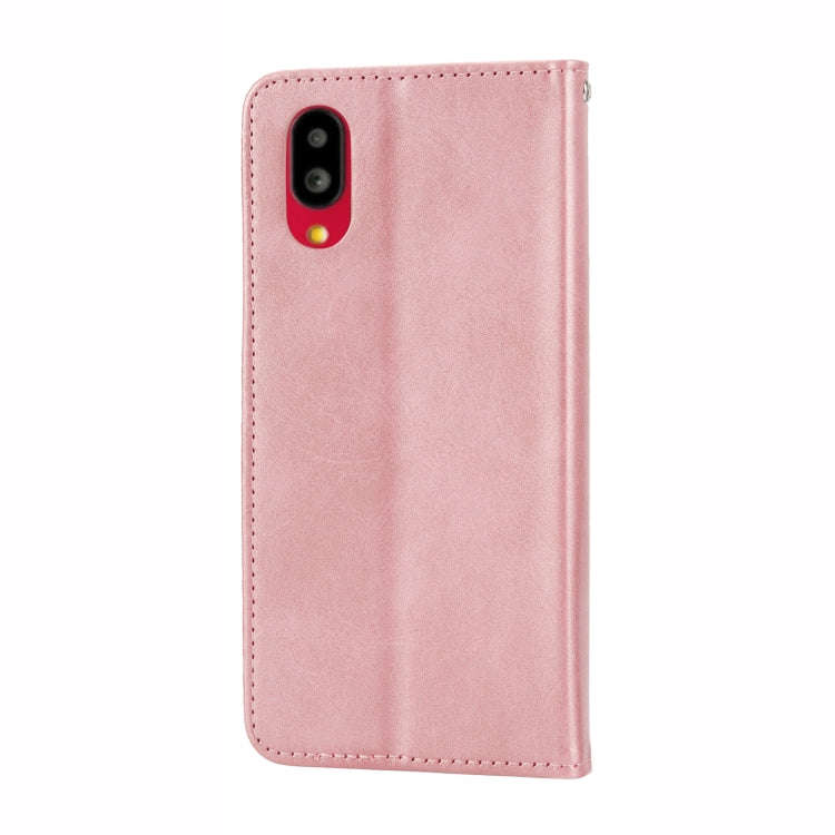 For Sharp Simple Sumaho 6 Cubic Grid Calf Texture Magnetic Closure Leather Phone Case(Rose Gold)
