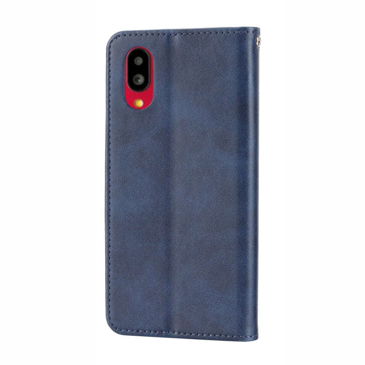 For Sharp Simple Sumaho 6 Cubic Grid Calf Texture Magnetic Closure Leather Phone Case(Blue)