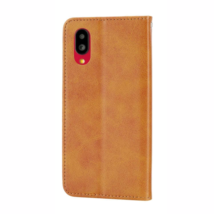 For Sharp Simple Sumaho 6 Cubic Grid Calf Texture Magnetic Closure Leather Phone Case(Yellow)