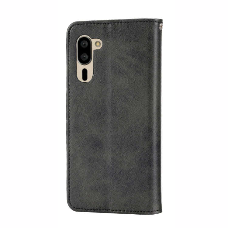 For Sharp Simple Sumaho 5 Cubic Grid Calf Texture Magnetic Closure Leather Phone Case(Black)