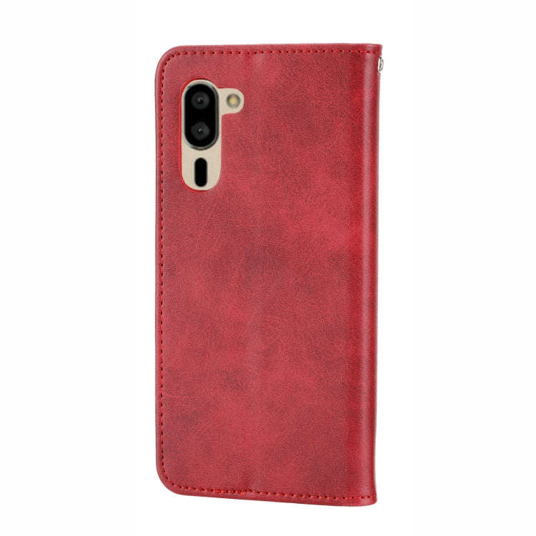 For Sharp Simple Sumaho 5 Cubic Grid Calf Texture Magnetic Closure Leather Phone Case(Red)