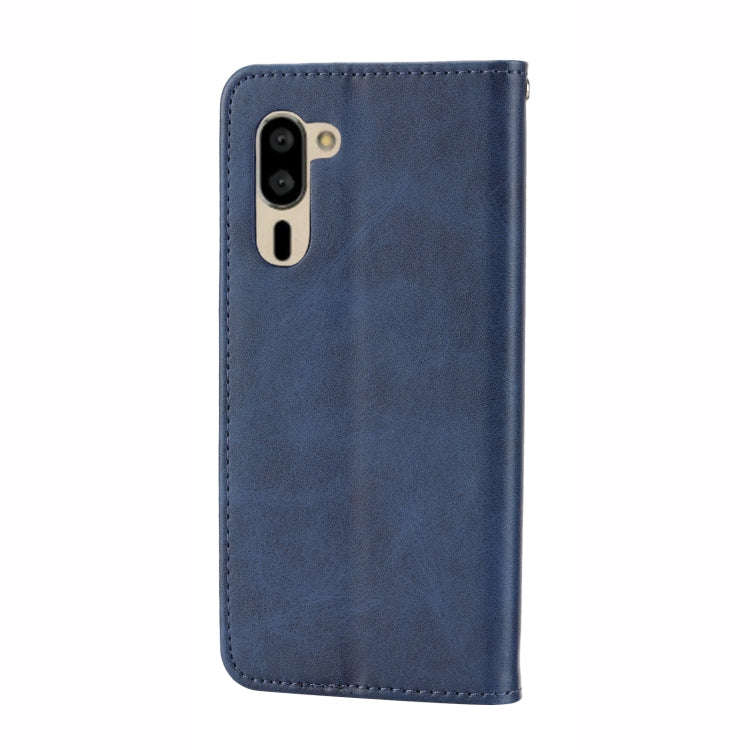 For Sharp Simple Sumaho 5 Cubic Grid Calf Texture Magnetic Closure Leather Phone Case(Blue)