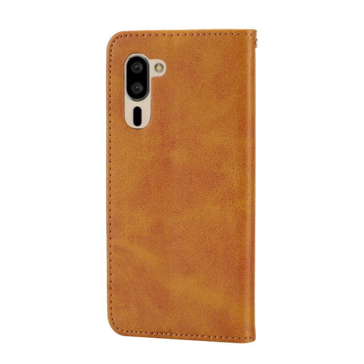 For Sharp Simple Sumaho 5 Cubic Grid Calf Texture Magnetic Closure Leather Phone Case(Yellow)