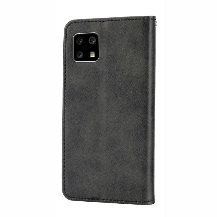 For Sharp Aquos Sense6 / 6S Cubic Grid Calf Texture Magnetic Closure Leather Phone Case(Black)