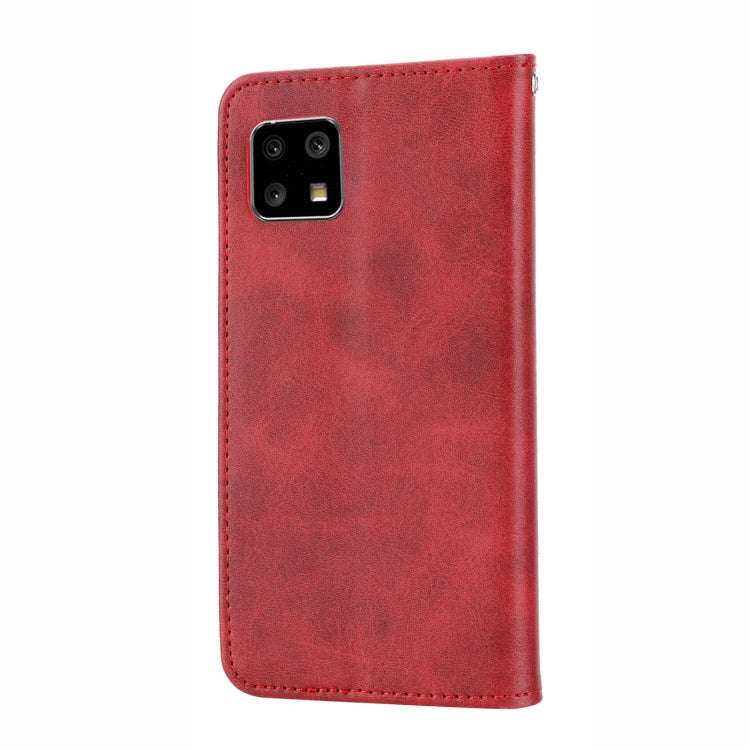 For Sharp Aquos Sense6 / 6S Cubic Grid Calf Texture Magnetic Closure Leather Phone Case(Red)
