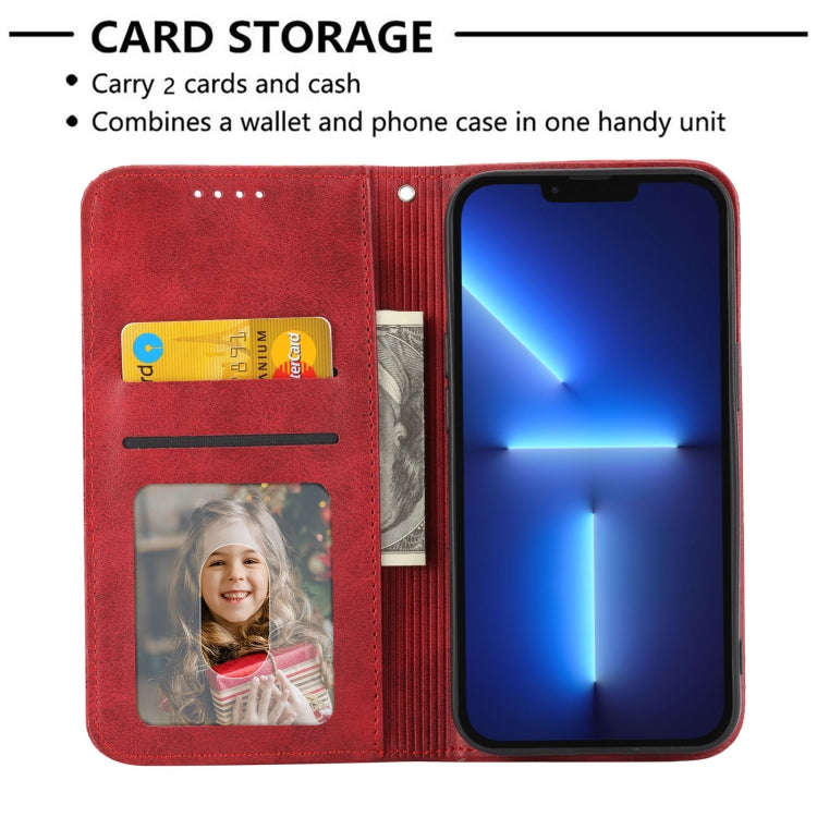 For Sharp Aquos Sense6 / 6S Cubic Grid Calf Texture Magnetic Closure Leather Phone Case(Red)