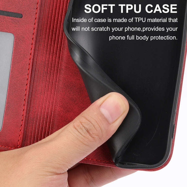 For Sharp Aquos Sense6 / 6S Cubic Grid Calf Texture Magnetic Closure Leather Phone Case(Red)