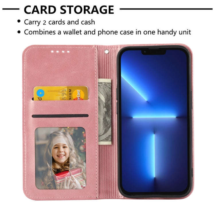 For Sharp Aquos Sense6 / 6S Cubic Grid Calf Texture Magnetic Closure Leather Phone Case(Rose Gold)