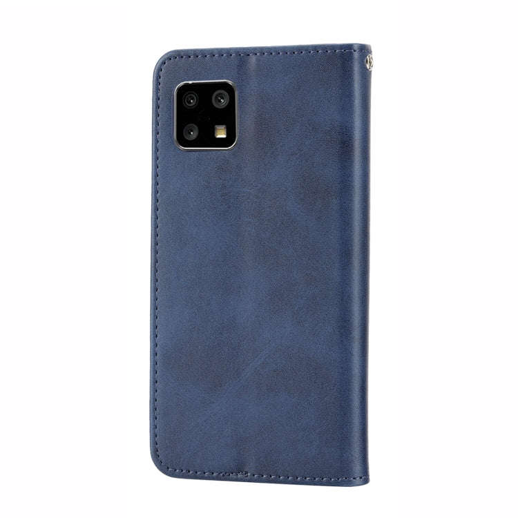 For Sharp Aquos Sense6 / 6S Cubic Grid Calf Texture Magnetic Closure Leather Phone Case(Blue)