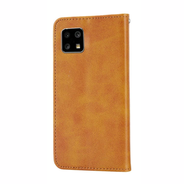 For Sharp Aquos Sense6 / 6S Cubic Grid Calf Texture Magnetic Closure Leather Phone Case(Yellow)