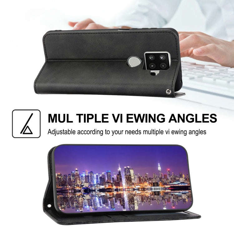 For Sharp Aquos Sense 4 Plus Cubic Grid Calf Texture Magnetic Closure Leather Phone Case(Black)