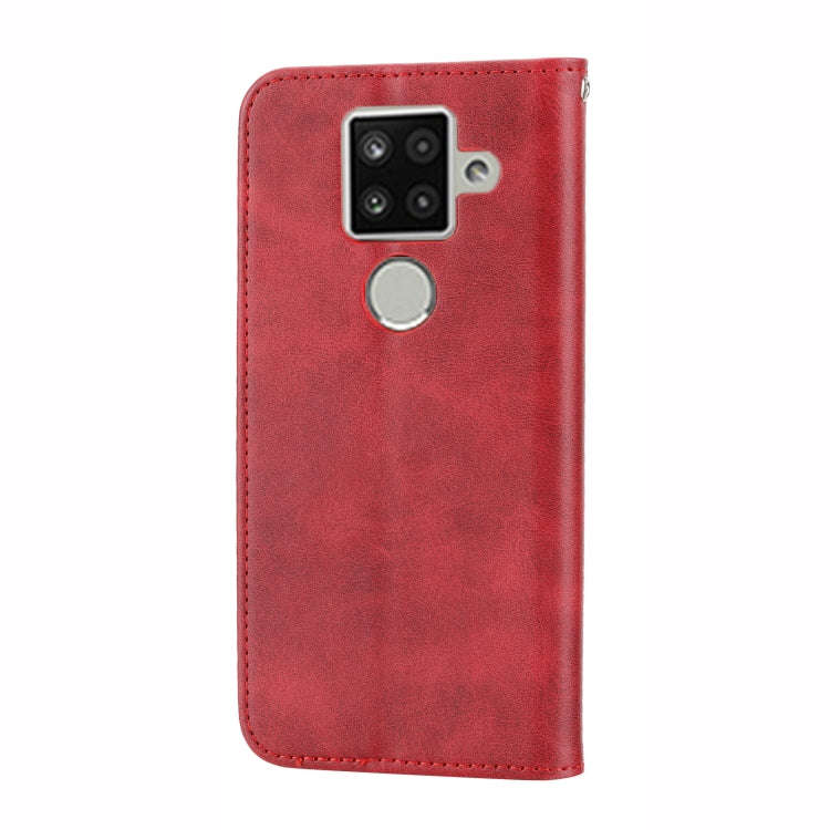 For Sharp Aquos Sense 4 Plus Cubic Grid Calf Texture Magnetic Closure Leather Phone Case(Red)