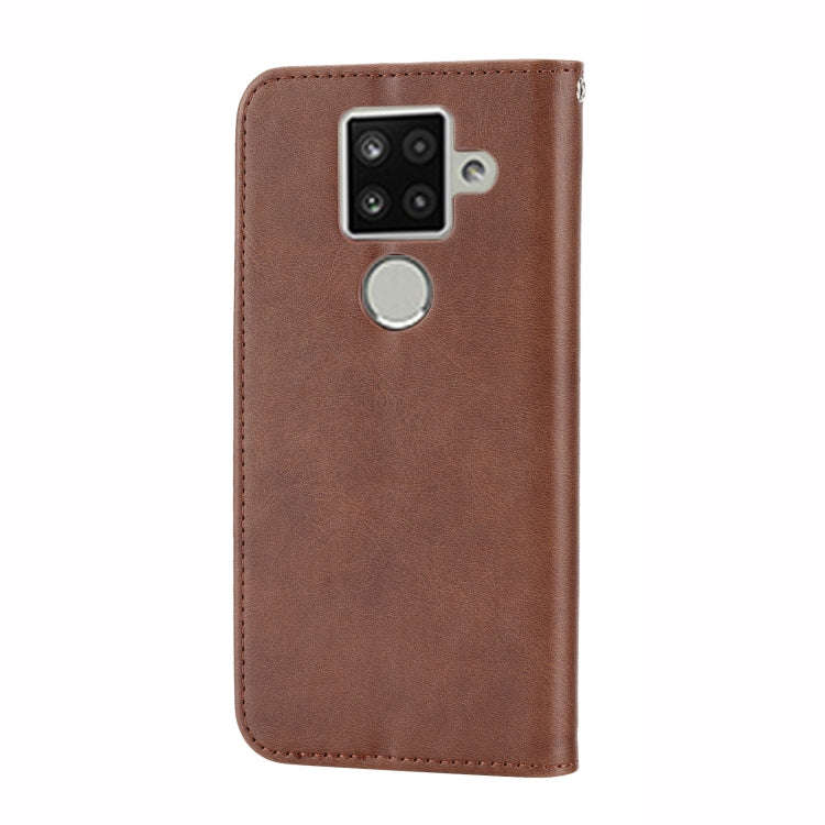 For Sharp Aquos Sense 4 Plus Cubic Grid Calf Texture Magnetic Closure Leather Phone Case(Brown)