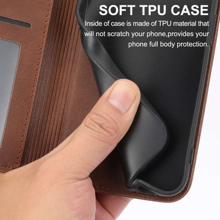 For Sharp Aquos Sense 4 Plus Cubic Grid Calf Texture Magnetic Closure Leather Phone Case(Brown)