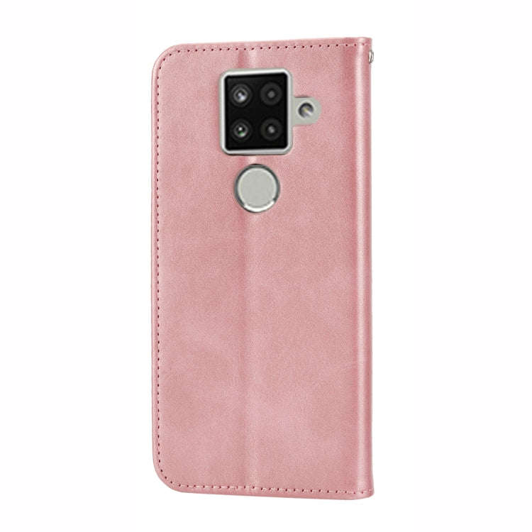 For Sharp Aquos Sense 4 Plus Cubic Grid Calf Texture Magnetic Closure Leather Phone Case(Rose Gold)
