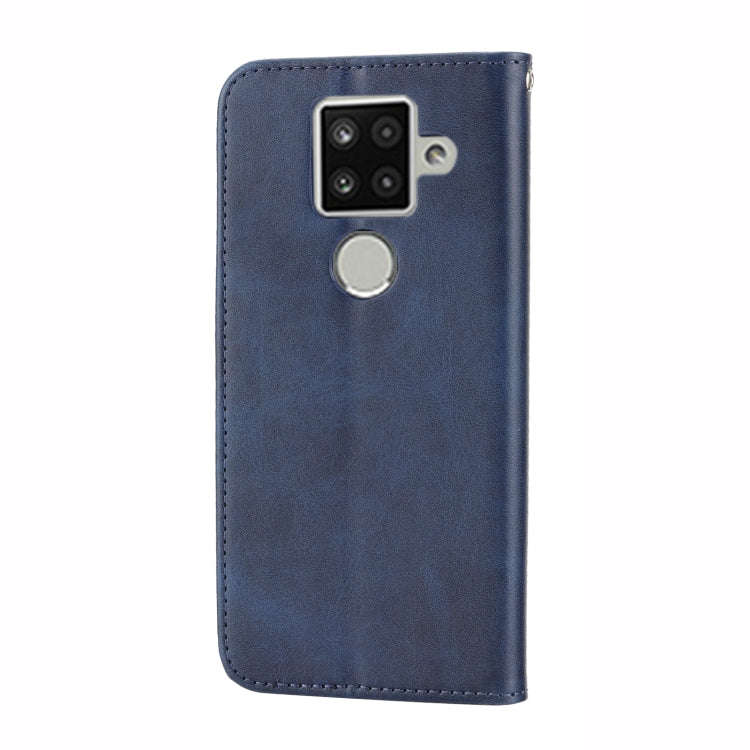 For Sharp Aquos Sense 4 Plus Cubic Grid Calf Texture Magnetic Closure Leather Phone Case(Blue)