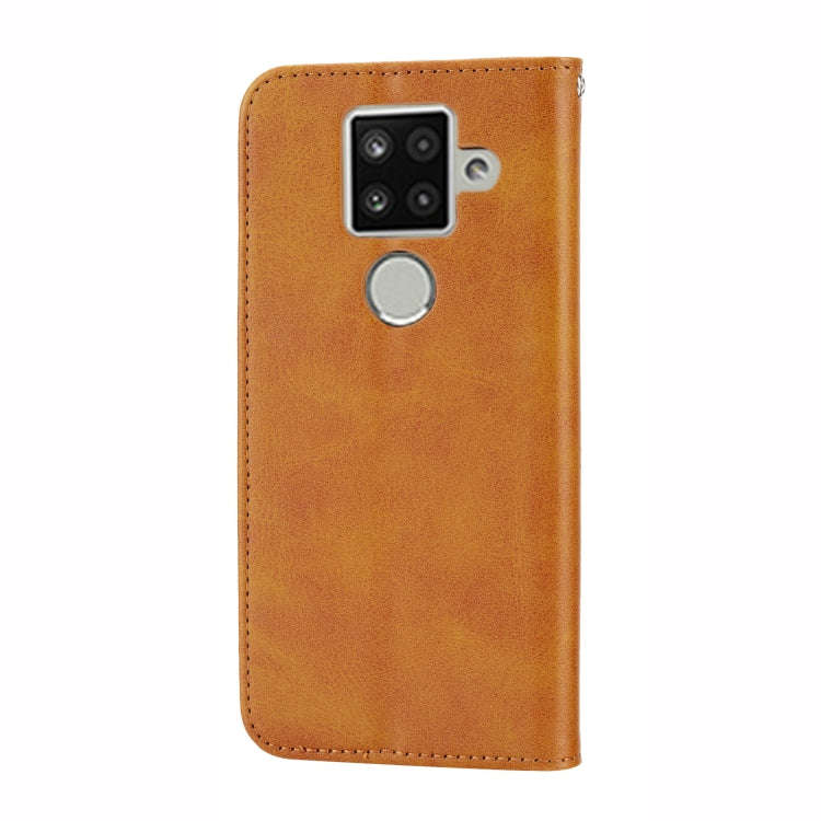 For Sharp Aquos Sense 4 Plus Cubic Grid Calf Texture Magnetic Closure Leather Phone Case(Yellow)