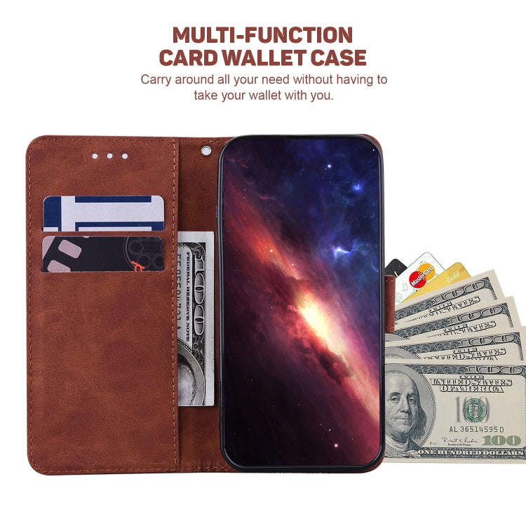 For Asus Zenfone 9 Geometric Embossed Flip Leather Phone Case(Brown)