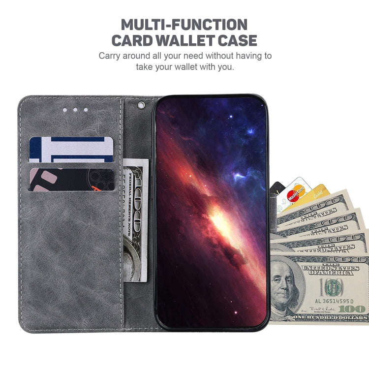 For Asus Zenfone 9 Geometric Embossed Flip Leather Phone Case(Grey)