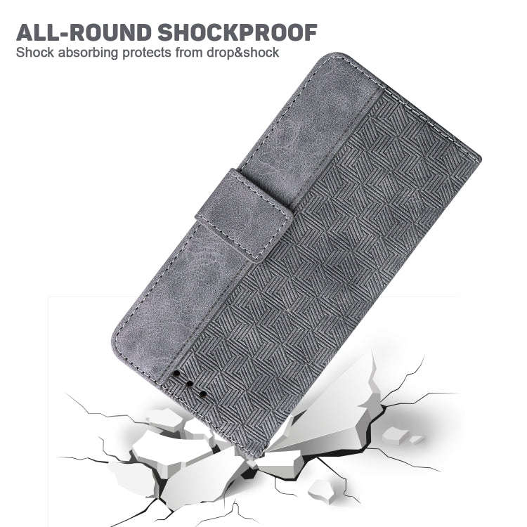 For Asus Zenfone 9 Geometric Embossed Flip Leather Phone Case(Grey)