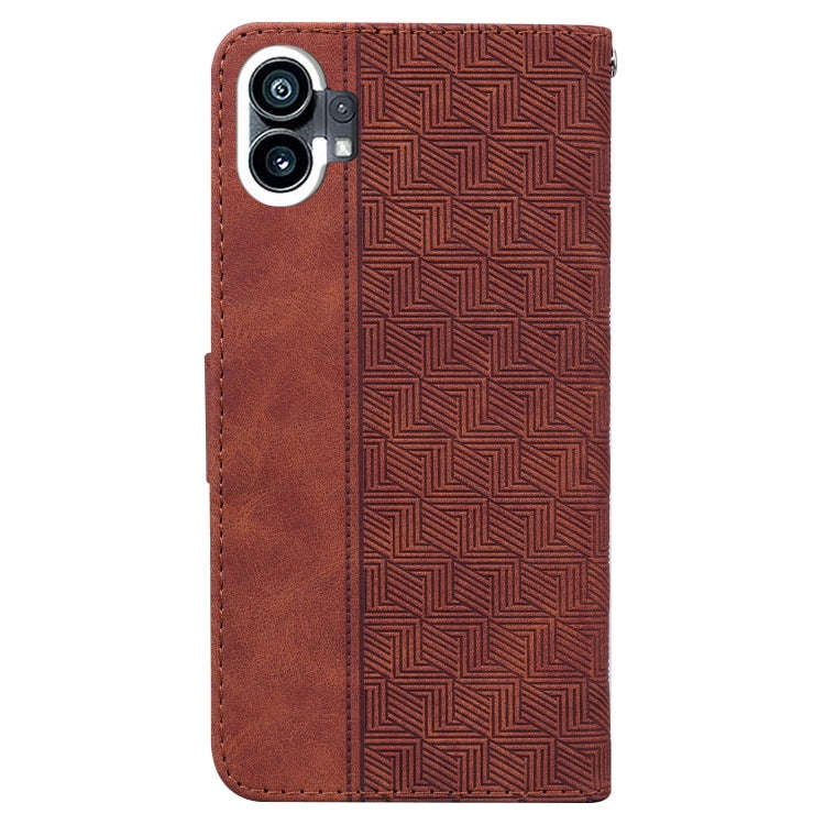 For Nothing Phone 1 Geometric Embossed Flip Leather Phone Case(Brown)