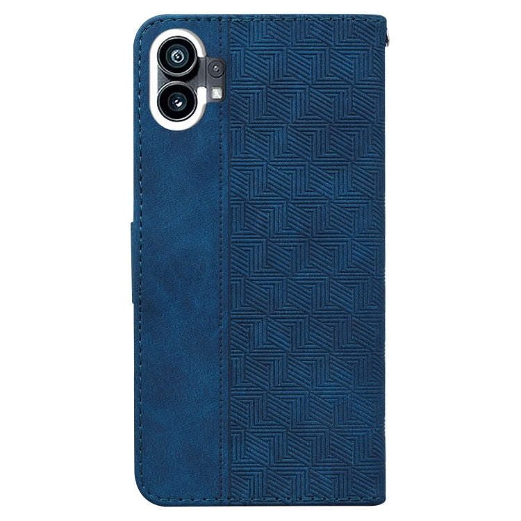 For Nothing Phone 1 Geometric Embossed Flip Leather Phone Case(Blue)