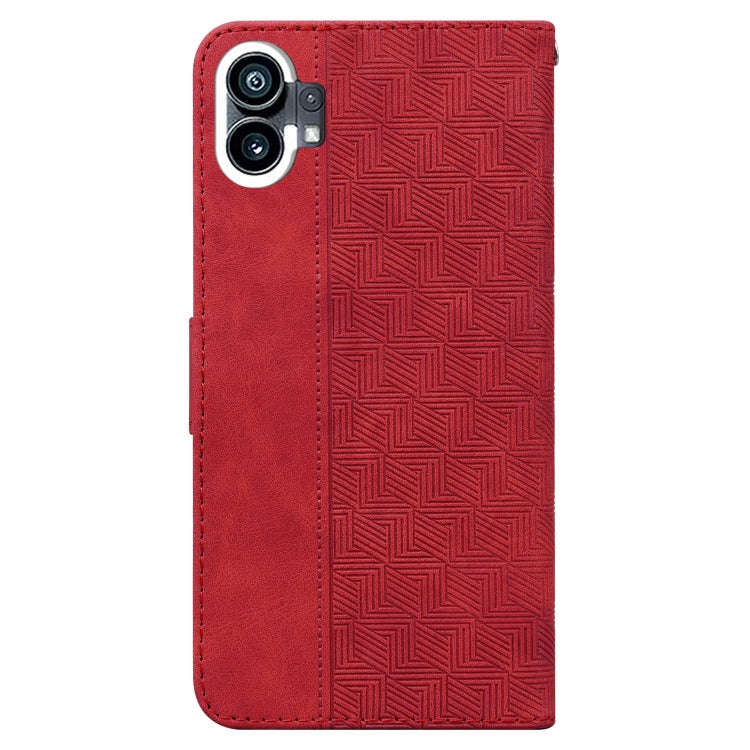 For Nothing Phone 1 Geometric Embossed Flip Leather Phone Case(Red)