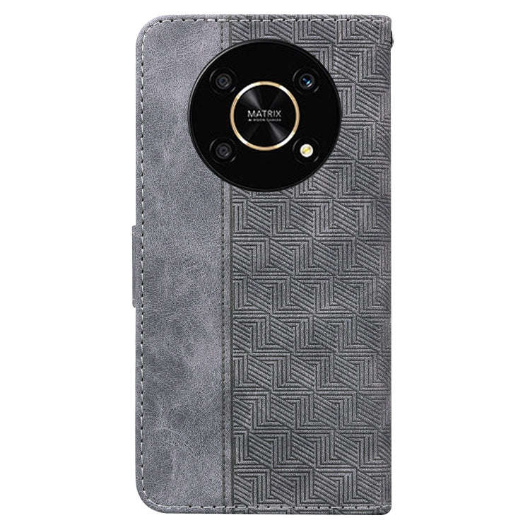 For Honor X9 / X9 5G Geometric Embossed Flip Leather Phone Case(Grey)