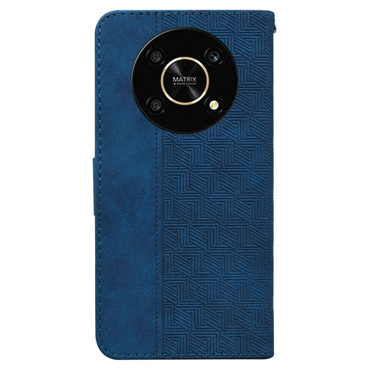 For Honor X9 / X9 5G Geometric Embossed Flip Leather Phone Case(Blue)