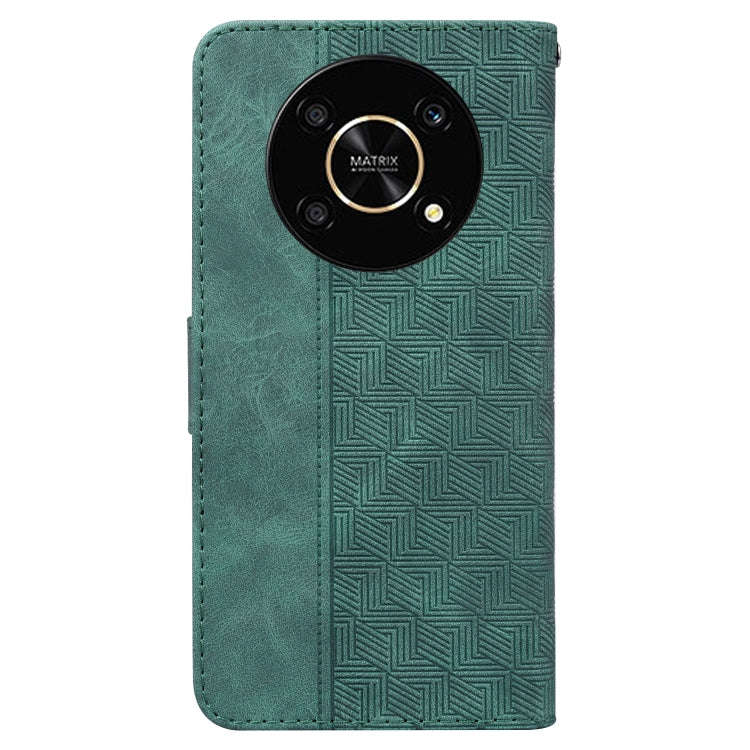 For Honor X9 / X9 5G Geometric Embossed Flip Leather Phone Case(Green)
