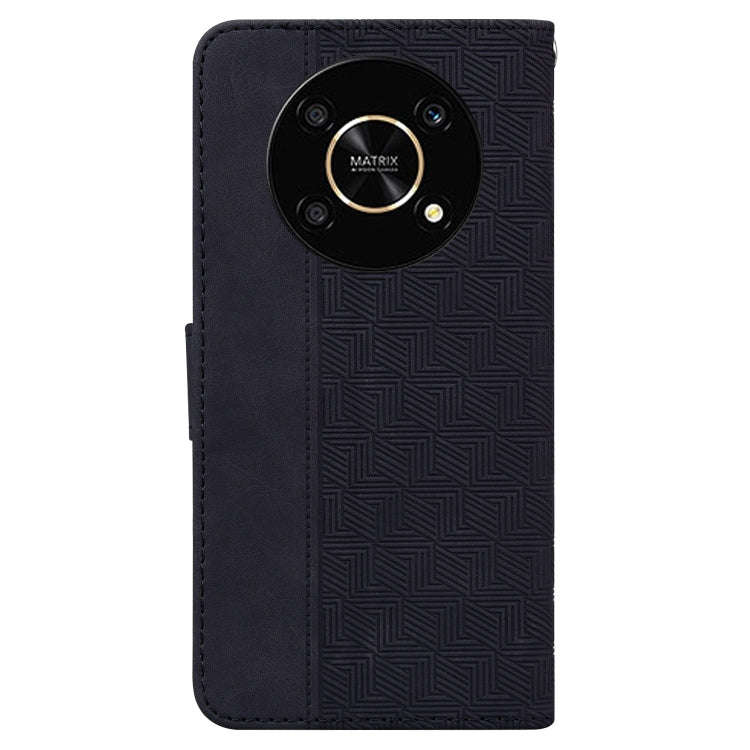 For Honor X9 / X9 5G Geometric Embossed Flip Leather Phone Case(Black)