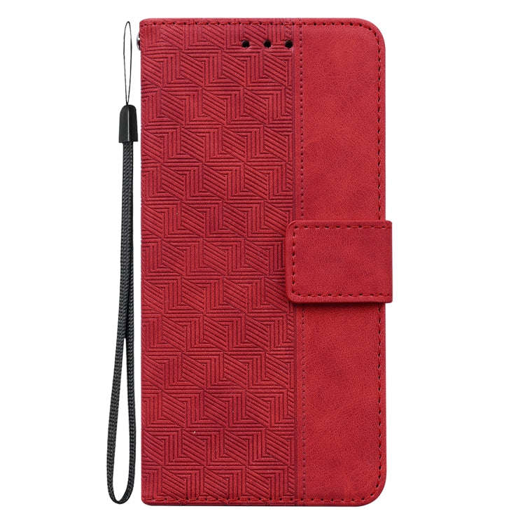 For Honor X9 / X9 5G Geometric Embossed Flip Leather Phone Case(Red)