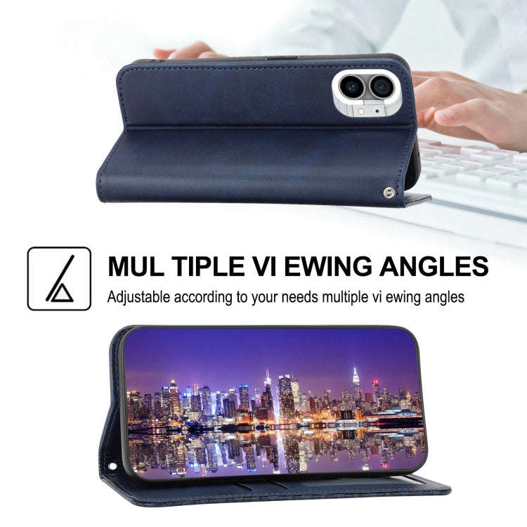 For Nothing Phone 1 Cubic Grid Calf Texture Magnetic Closure Leather Phone Case(Blue)