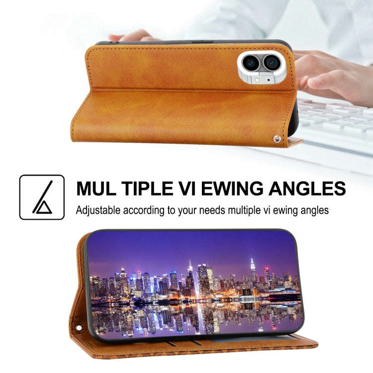 For Nothing Phone 1 Cubic Grid Calf Texture Magnetic Closure Leather Phone Case(Yellow)