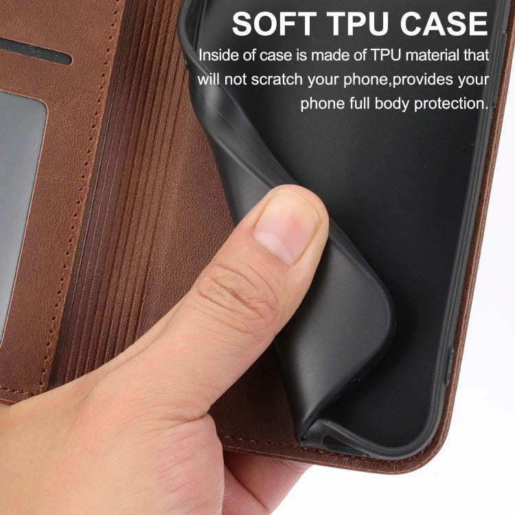 For Google Pixel 6 Cubic Grid Calf Texture Magnetic Closure Leather Phone Case(Brown)