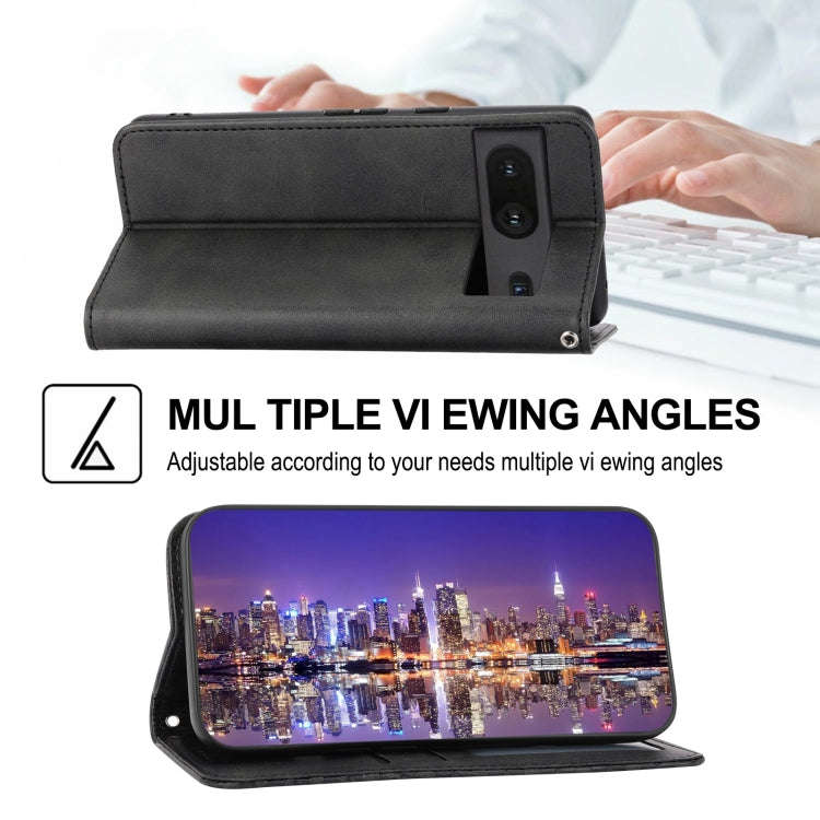 For Google Pixel 7 Cubic Grid Calf Texture Magnetic Closure Leather Phone Case(Black)
