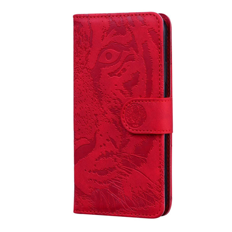For Asus Zenfone 9 Tiger Embossing Pattern Flip Leather Phone Case(Red)