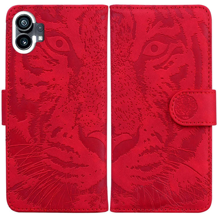 For Nothing Phone 1 Tiger Embossing Pattern Flip Leather Phone Case(Red)